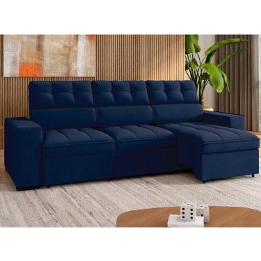 Imagem de Sofá 4 Lugares Retrátil e Reclinável 290 Cm Grécia Azul