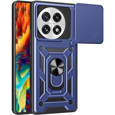 Imagem de Fofvccv Capa para OnePlus 13, com capa de lente de câmera deslizante e suporte de anel girado, capa protetora à prova de choque de grau militar para OnePlus 13-SJ azul