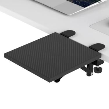 Imagem de Sisyphy Bandeja extensora de mesa ergonômica, braçadeira sem perfuração de 24 x 23 cm, bandeja dobrável para gaveta de teclado, suporte de descanso de pulso para braço de mesa, suporte de braço de