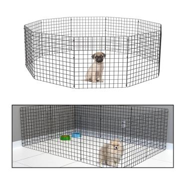 Imagem de Cercado Móvel para Cachorro Pequeno Porte Cercadinho Articulado Pet 10 Telas 60cm Altura Preto