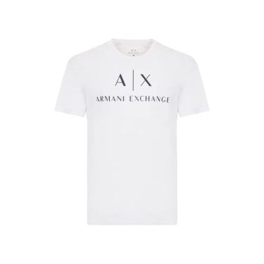 Imagem de Camiseta Armani Exchange com logotipo de gola redonda para homens - branca