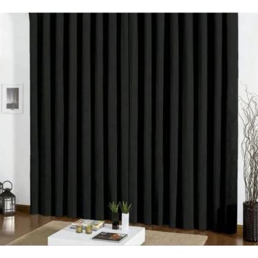 Imagem de Cortina Blackout 6,00 X 2,30 Trilho Suiço Em Tecido Preta