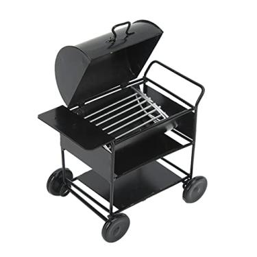Imagem de Mini BBQ Grill Carrinho Modelo Com Vírgula para 1/10 RC Crawler, Ferro Material RC Car BBQ Acessórios, Black Dollhouse Miniature BBQ Grill Decorações Adequado para RC Car