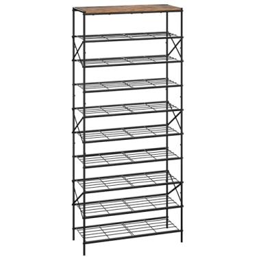 Imagem de IBUYKE Sapateira de 10 níveis, organizador de armazenamento de sapatos de grande capacidade para 40 pares de sapatos, rack de armazenamento de sapatos de metal com prateleira para entrada corredor
