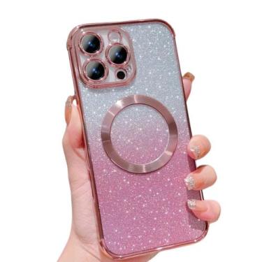 Imagem de Capinha de Iphone 12 Pro Max Glitter 2 em 1 Transparente Mag Safe NF -