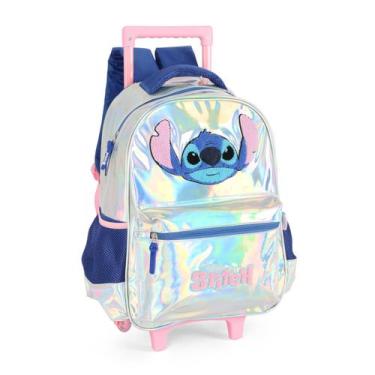 Imagem de Mochila De Rodinha Stitch Prata Holográfica Luxcel