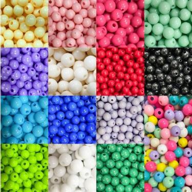 Imagem de Bola Plástica Leitosa Miçanga 8mm 100g 400 Bolinhas Sortidas - ADB ACE