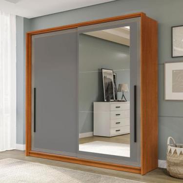 Imagem de Guarda-Roupa Casal Valência 2 Portas 2 Gavetas com Espelho Freijó/Cinz