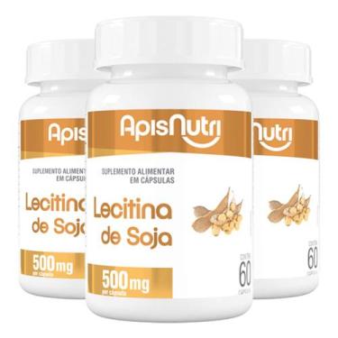 Imagem de Kit 3 Lecitina de soja 500mg Apisnutri 60 cápsulas