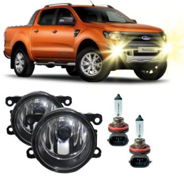Imagem de Par Farol Auxiliar Milha Lente em Vidro + Lâmpadas H11 Ford Ranger 201