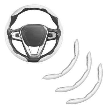 Imagem de Capa de volante de fibra de carbono, 3 peças, antiderrapante, acessórios para volante de carro, aderência de encaixe, 38 cm, branco universal