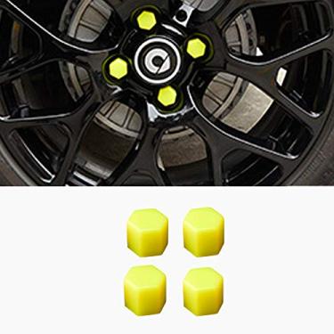 Imagem de SHIFENG Para Mercedes benz Smart 453 fortwo forfour tampa de proteção de porca de parafuso de roda de carro acabamento externo acessórios de carro pacote com 4 (amarelo)