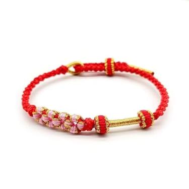 Imagem de Azusa Sun Pulseira de flor de pêssego A Link That Can Never Be Undone Pulseira de nó trançado ajustável, para minha neta, da Grandma Jewelry Gift for Women, One Size, Algodão, Sem Pedra Preciosa