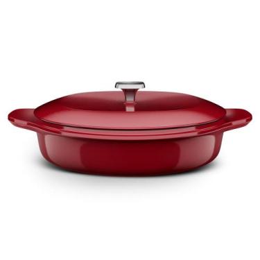 Imagem de Panela Wok de Ferro Fundido Esmaltado Electrolux Expert 30cm Vermelha