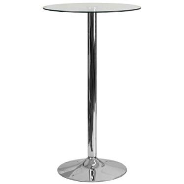 Imagem de Flash Furniture Mesa redonda de vidro de 59 cm com base cromada de 90 cm de altura