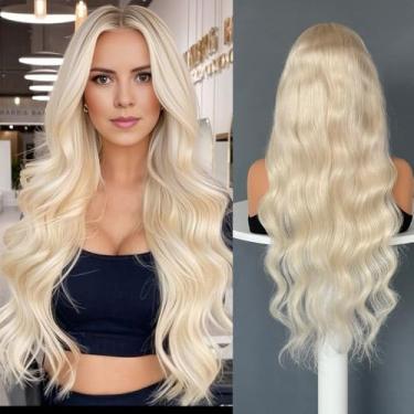 Imagem de Byluxurious Peruca Loira Platinada 60 Sem Cola, Cabelo Humano, 5X5, Pré-Depilada, Uhd, Longa, Ondulada, Prateada, Cinza, Branca, 613, Loira, Renda Frontal, Para Mulheres, Cabelo Vietnamita Remy, 26