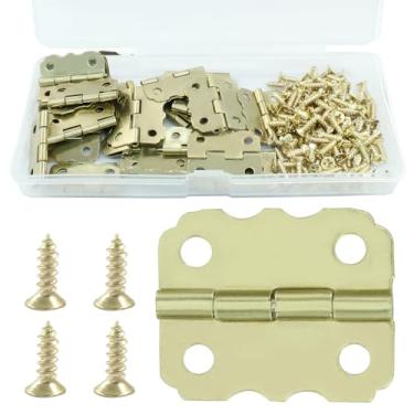 Imagem de LifCratms 30 peças pequenas dobradiças decorativas, mini dobradiças para artesanato, caixas de joias, armários, caixas pequenas de vários tipos (amarelo)