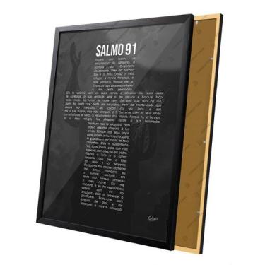Imagem de Quadro Salmo 91 Bíblia Cruz Jesus Salvador Moldura e Vidro - Complet C