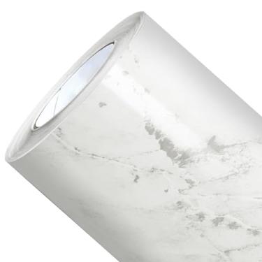 Imagem de Papel de Parede Mármore Calacata Branco Vinil Adesivo Impermeável Lavável Pia Box Piso 2mt x 60cm