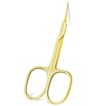 Imagem de Tesoura de cutícula para Nail Art, aparador de cutícula extrafino para manicure e pedicure, lâmina curva, ponta precisa e pontiaguda, kit de cuidados, dourado, h