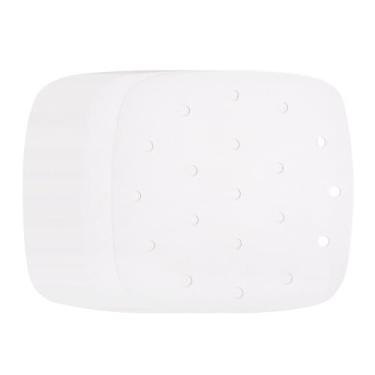 Imagem de HARFINGTON 100 peças de forros de fritadeira a ar, quadrados de 16,5 cm, forros de bambu a vapor com furos, folhas de papel pergaminho perfurado antiaderente, papel vaporizador descartável para