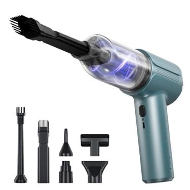 Imagem de Aspirador de pó portátil para carro sem fio com motor sem escova, mini aspirador de pó e espanador de ar de alta potência 21000PA, teclado 7 em 1, filtro duplo para carro, casa, escritório, animal de