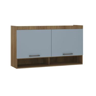 Imagem de Armário Aéreo Maleiro Modulado 145cm 2 Portas Basculantes Paris Avelã Pf Com Grey Sky Pf