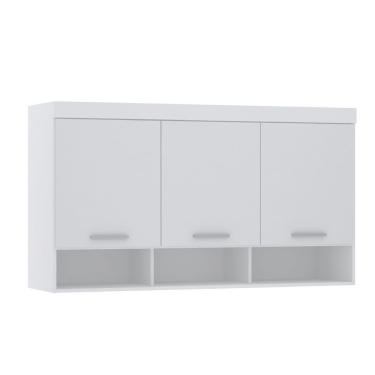 Imagem de Armário Aéreo Maleiro Modulado 145cm 3 Portas Alpes Luciane Móveis Branco Pf Com Branco Pf