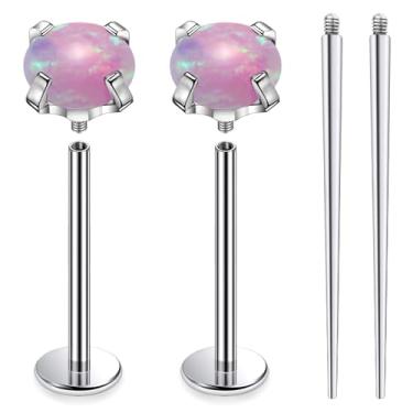 Imagem de Ruifan ASTM F136 titânio bochecha piercing barra joia 16G 14G roscado internamente lisos língua anéis opala titânio sólido labret piercing corporal joias para mulheres homens 14 mm 16 mm 19 mm, 16G