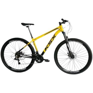 Imagem de Bicicleta 29 KSX Masculino Mtb Alum. Bike Index Freio Mecânico 21v Cabeamento Interno Suspensão 80mm (AMARELO/PRETO/PRETO, 19)