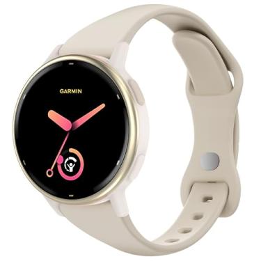 Imagem de Laband Pulseira de relógio fina de silicone de 20 mm compatível com Garmin Vivoactive 6/5/3/3 Music/Forerunner 570 42 mm/165/55/645/245, pulseira de substituição esportiva estreita fina e macia para