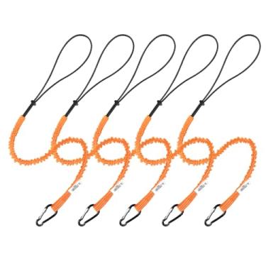 Imagem de CYSKY Pacote com 5 cordões retráteis para ferramentas com mosquetão de trava de porca de alumínio, cordões para ferramentas elétricas manuais, limite máximo de peso 13,6 kg / 30 lb (laranja)