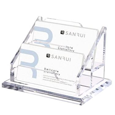 Imagem de SANRUI Porta-Cartões De Visita Para Mesa, Suporte Acrílico Transparente Cartões, Horizontal Mesa Nomes Com 2 Compartimentos E Níveis