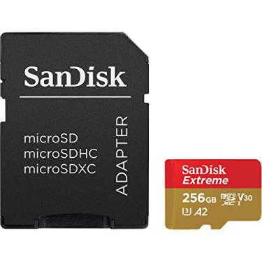 Imagem de Cartão de memória SanDisk 256 GB Extreme microSDXC UHS-I com adaptador - C10, U3, V30, 4K, A2, Micro SD - SDSQXA1-256G-GN6MA