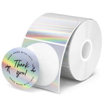 Imagem de Adesivos de etiqueta térmica MUNBYN 2 Circle Holographic para presente
