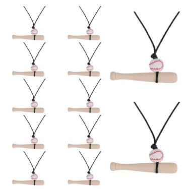 Imagem de 12 Colar de Beisebol com Pingente de Taco Madeira para Presente Equipe Suprimentos Festa Temática Esportiva