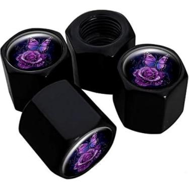 Imagem de Tampas de haste de válvula de pneu de metal, pacote com 4, tampas de haste de roda de carro, tampas de válvula de ar universais de alumínio para carros, caminhões, SUVs, bicicletas, motocicletas