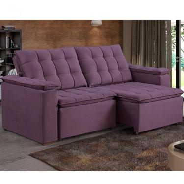 Imagem de Sofá Retrátil e Reclinável 2 Lugares 180cm Palermo Estofados Ferrari Veludo Paris Uva