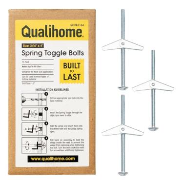 Imagem de QUALIHOME Âncoras de parafuso de mola - Âncoras de parede resistentes para pendurar itens com paredes ocas e mais - Âncora de parede oca de aço inoxidável para molduras, prateleiras, espelhos e mais,