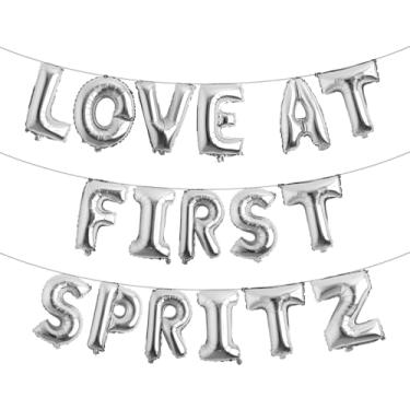 Imagem de Faixa balão Love at First Spritz - Decorações de chá de panela Aperol Spritz para ela, decorações de festa de casamento de despedida de solteira (LOVE AT FIRST SPRITZ prata)