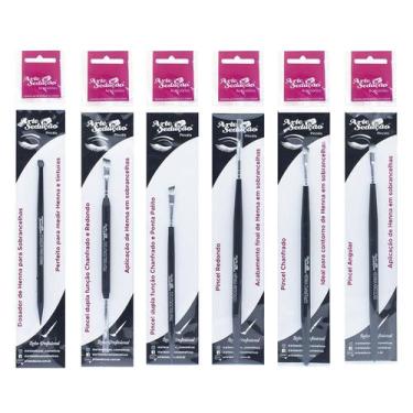 Imagem de Kit 6 Pincéis Profissionais Henna Sobrancelha, Arte Sedução - Arte Sed