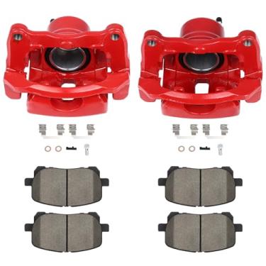Imagem de SCITOO Kit de freio dianteiro esquerdo e direito [4] Pastilhas de freio [2] Pinças de disco de freio com suporte compatíveis com 2003-2008 para Pontiac for Vibe, 2003-2008 para Toyota para Corolla