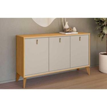 Imagem de Buffet de Sala Jantar Aura c/ 3 Portas Tauari/Off White Fosco - Linea 