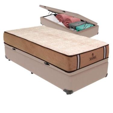 Imagem de Cama Box Baú e Colchão Madrid Molas V-tech 78x188x28, Bege