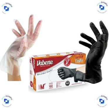 Imagem de Luva de Uso Profissional Viniflex Sem Pó - Vabene, Preto - Tam. M (N 1
