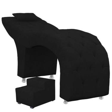 Imagem de Kit Escada Maca Estofada Capitone Estetica Facial Sombrancelha E Cilios Preto