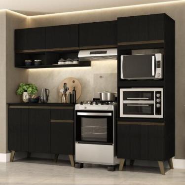 Imagem de Armário de Cozinha Completa c Balcão Atlanta Essence Carraro Preto Tou