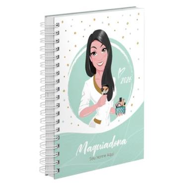 Imagem de Agenda Comercial 2026 Personalizada Capa Dura Maquiadora Morena Cores (Verde)