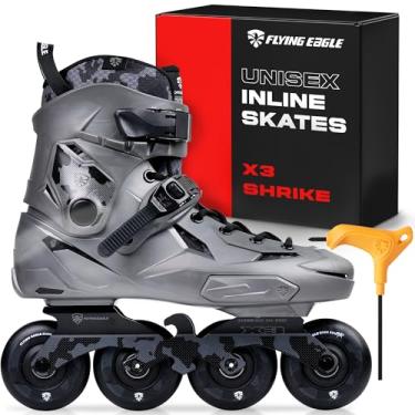 Imagem de Flying Eagle X3 Shrike Freeskates - Patins em linha agressivos para homens, patins em linha, patins para adultos, sapatos de patinação para exterior, patins adultos - cinza, tamanho masculino: 5-6 EUA