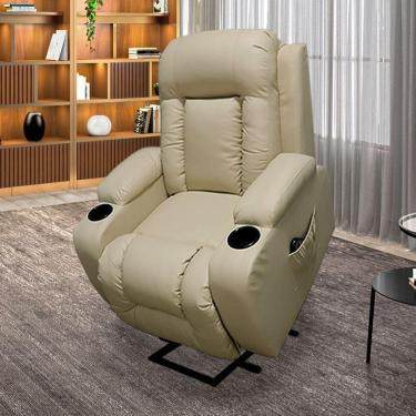 Imagem de Poltrona Do Papai Com Massagem Aquecimento Austin Elevação Lift 150º Pu Bege G31 - Gran Belo